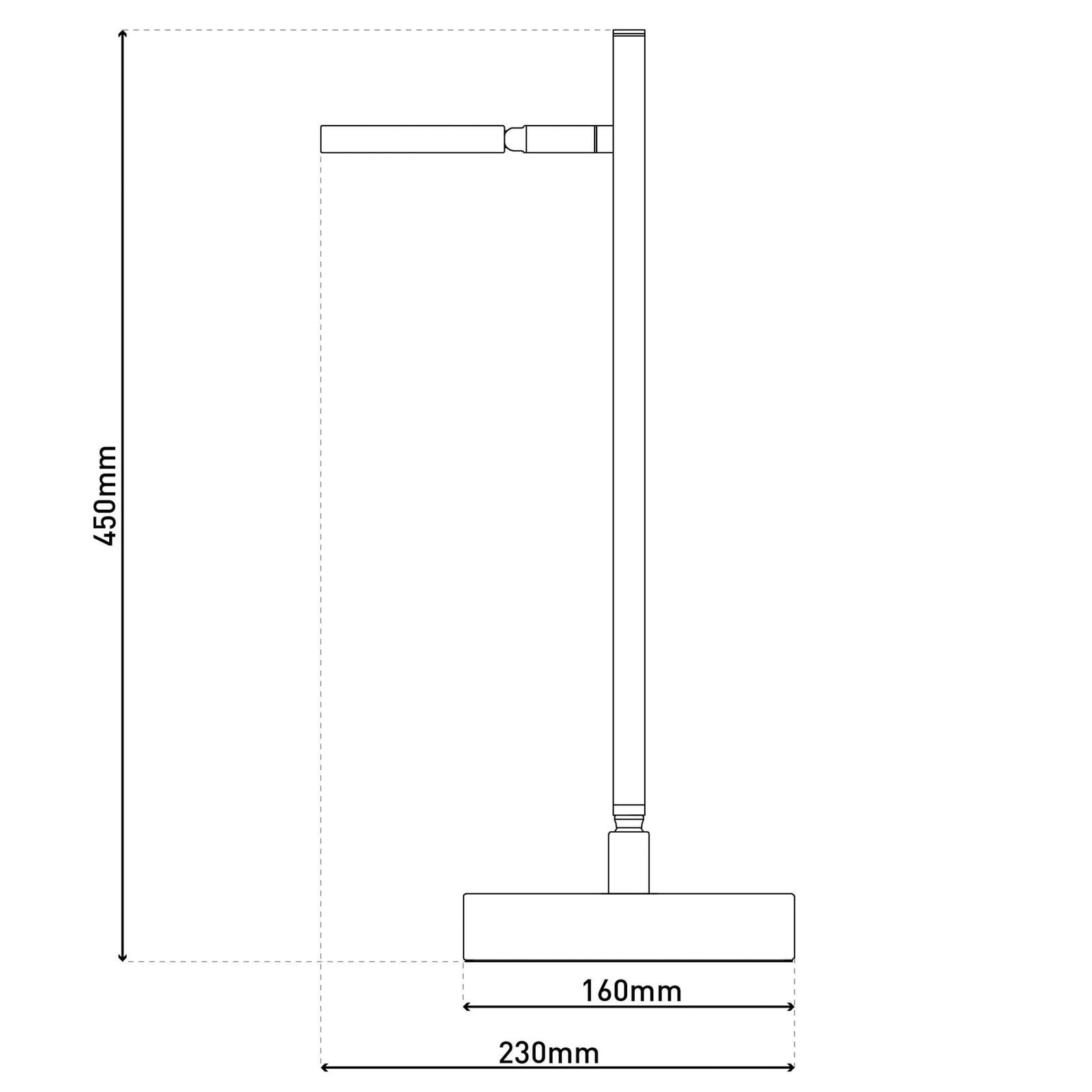 LED oppladbar bordlampe Lupa hvit metall dimbar 45 cm detalj av lampehode