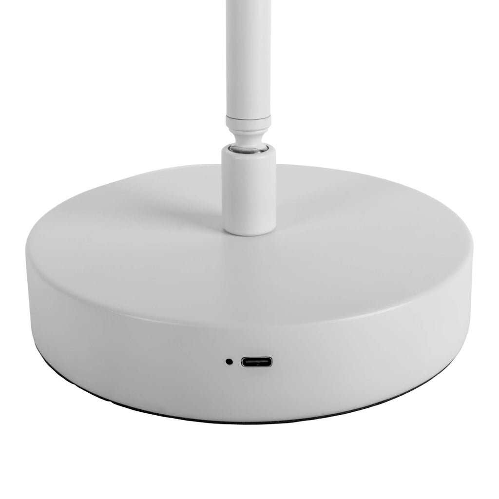 LED oppladbar bordlampe Lupa hvit metall dimbar 45 cm nærbilde av touchdimmer