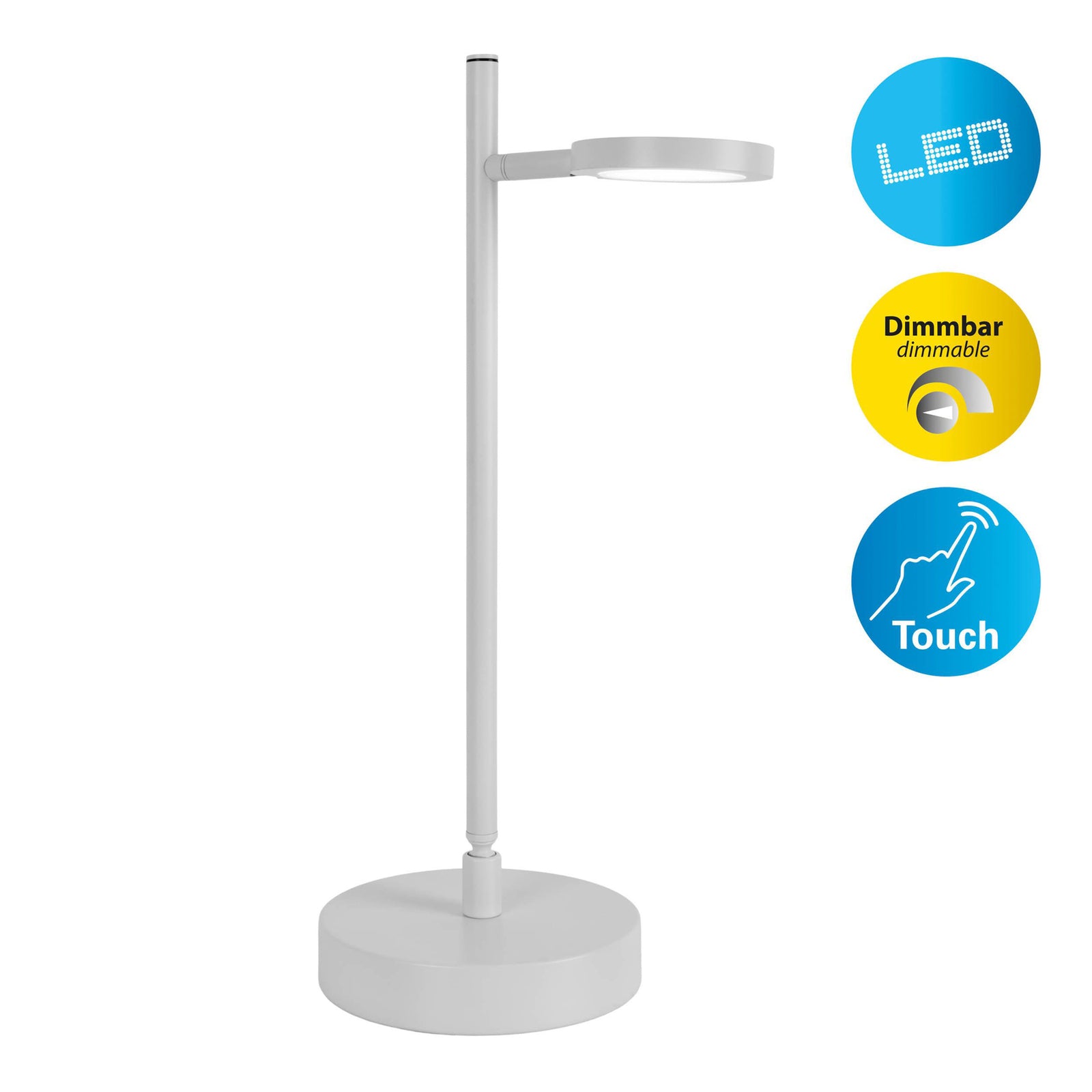 LED oppladbar bordlampe Lupa hvit metall dimbar 45 cm med USB-C ladekabel