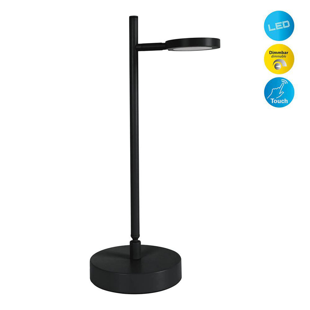 LED oppladbar bordlampe Lupa svart dimbar H45 cm montert på bord