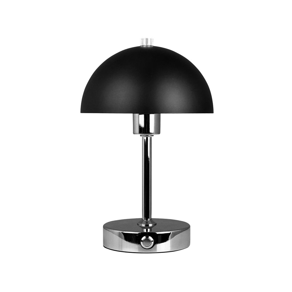 LED oppladbar bordlampe Malmö krom/svart dimbar montert på bord