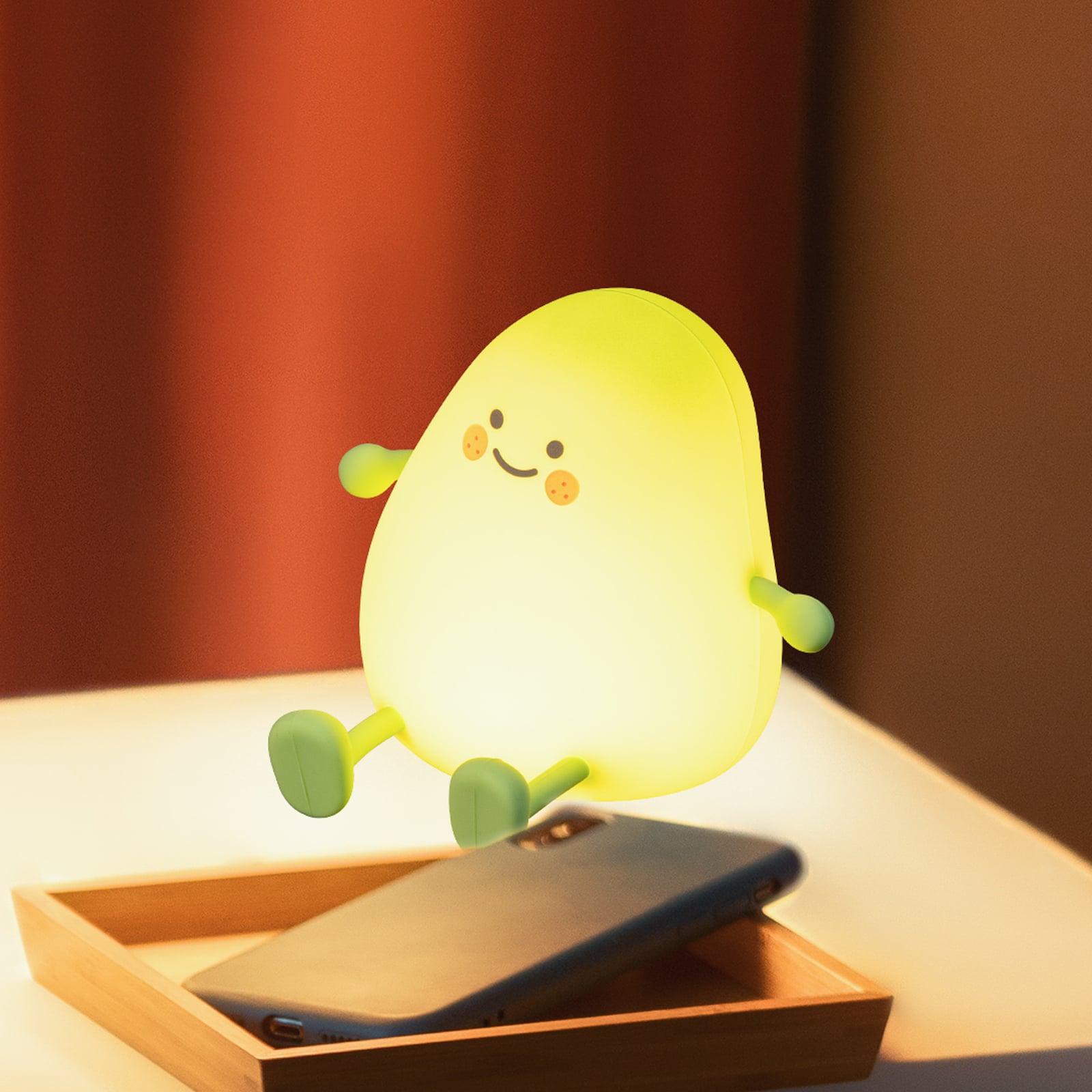 LED oppladbar bordlampe Mango hvit dimbar med timer forfra