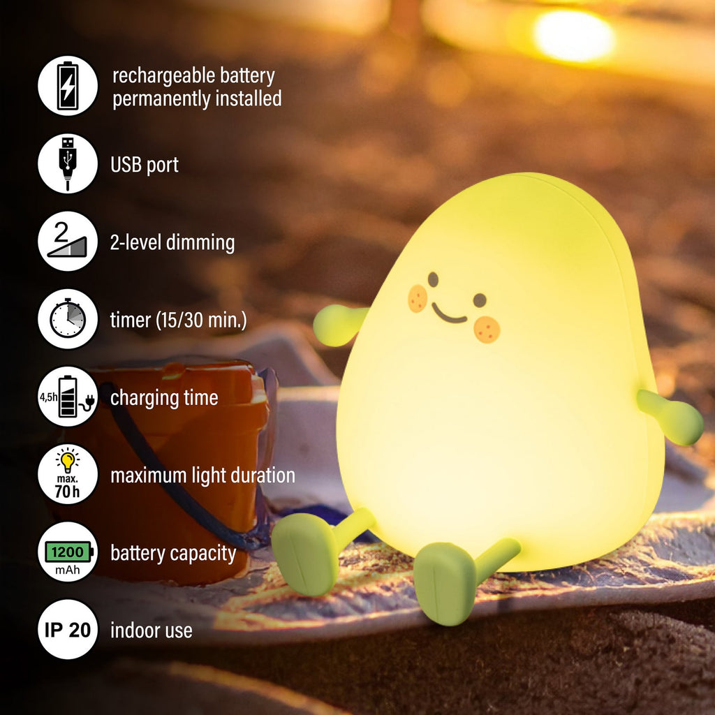 LED oppladbar bordlampe Mango hvit dimbar med timer touchdimmer