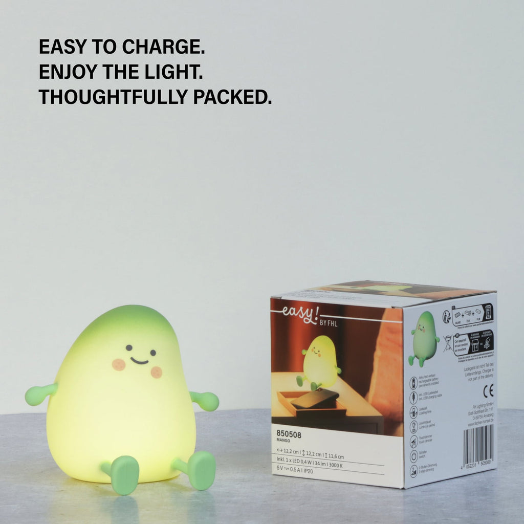 LED oppladbar bordlampe Mango hvit dimbar med timer silikonmateriale
