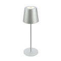 LED oppladbar bordlampe matt krom berøringsdimmer IP44 - Briloner forfra