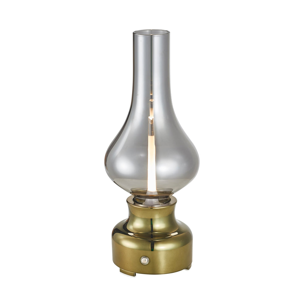 LED oppladbar bordlampe Maxentius dimbar grønn glass detalj