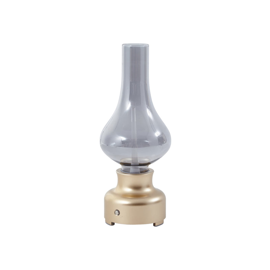 LED oppladbar bordlampe Maxentius glass gull dimbar montert i rom