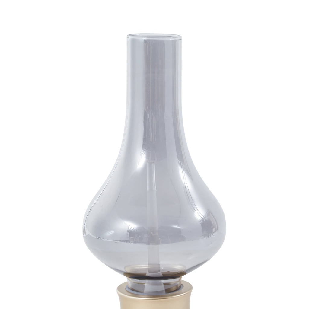 LED oppladbar bordlampe Maxentius glass gull dimbar nærbilde av glass og gull