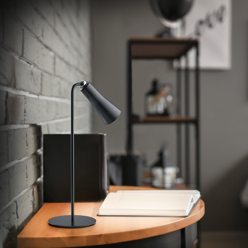 Bakside av LED oppladbar bordlampe Maxi svart metall dimbar