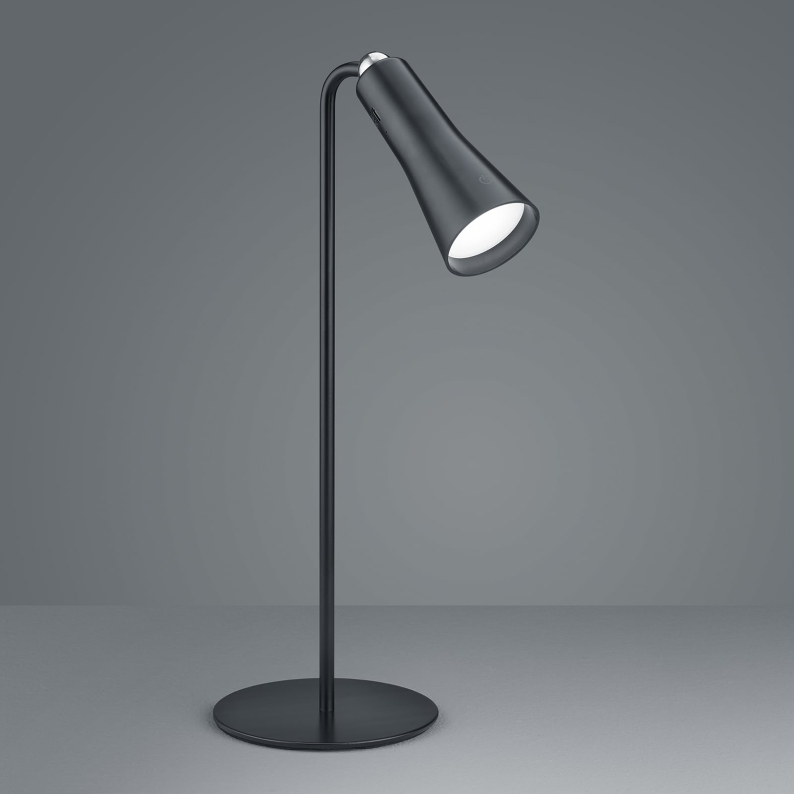 LED oppladbar bordlampe Maxi svart metall dimbar fra siden