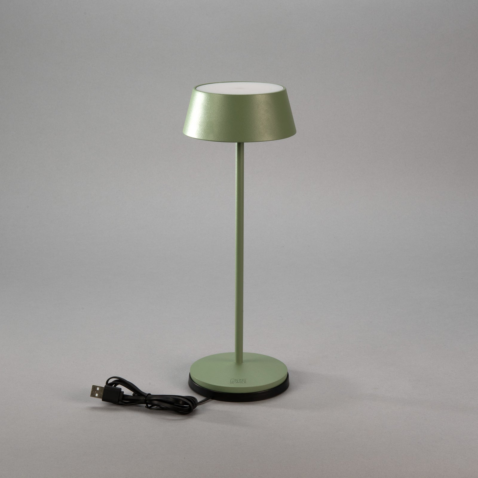 LED oppladbar bordlampe Menton grønn aluminium IP54 dimbar lysmodus