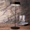 LED oppladbar bordlampe Miram svart dimbar IP54 forfra