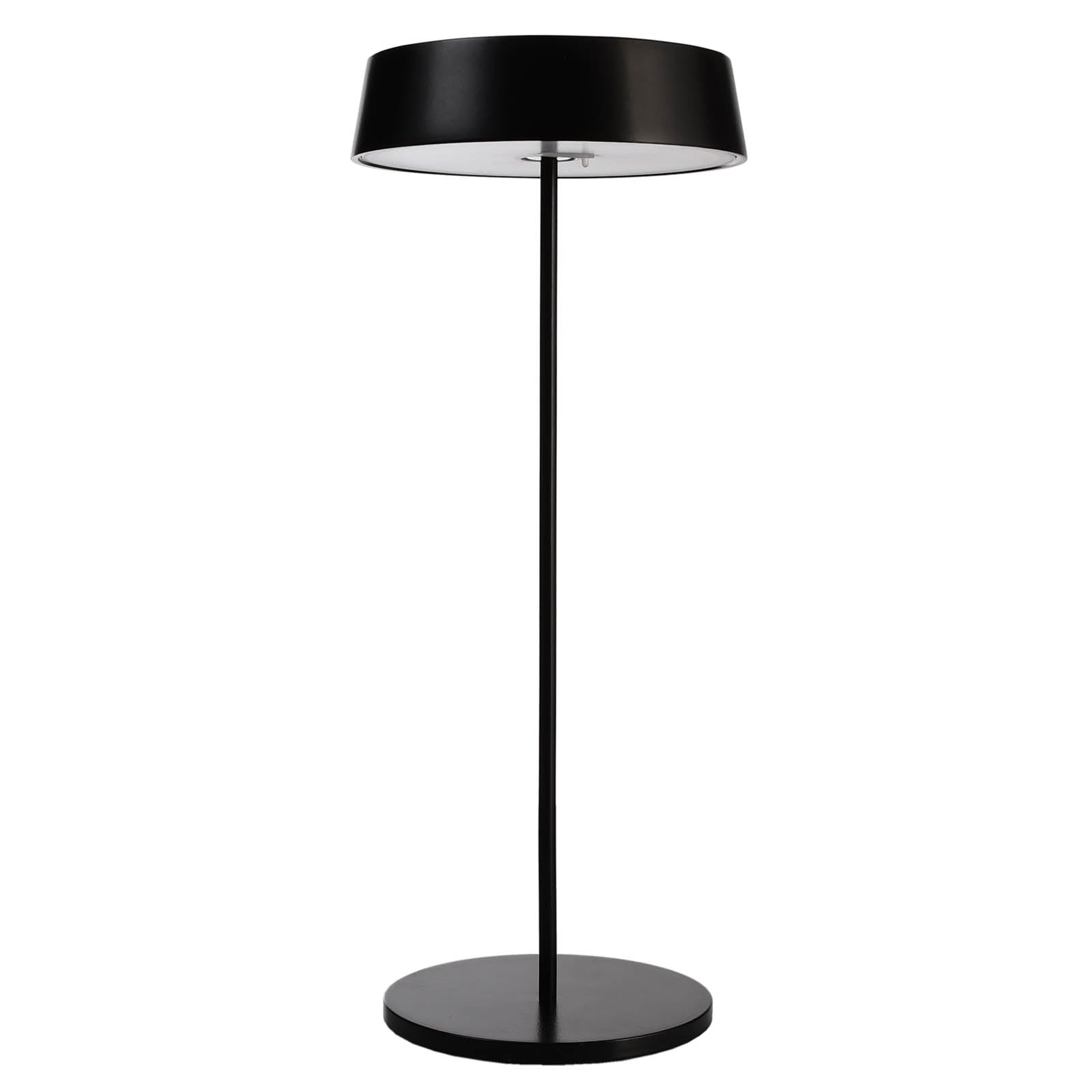 LED oppladbar bordlampe Miram svart dimbar IP54 nærbilde av touchdimmer