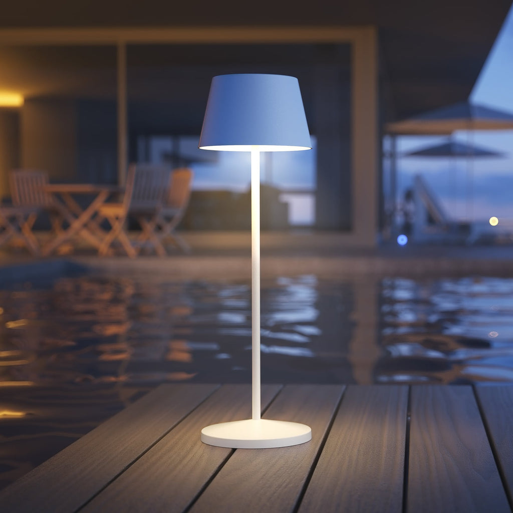 LED oppladbar bordlampe Modi hvit 36 cm CCT IP65 nærbilde av touch-dimmer