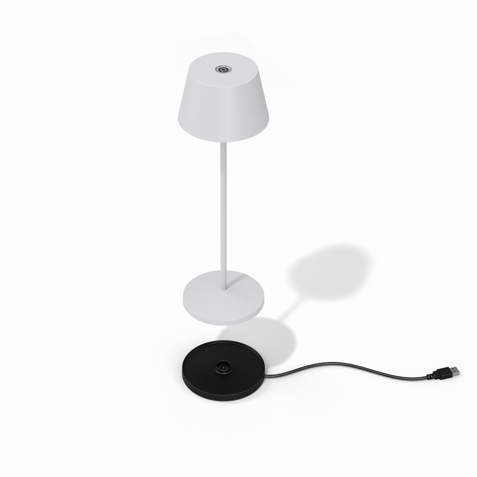 LED oppladbar bordlampe Modi hvit 36 cm CCT IP65 sideprofil