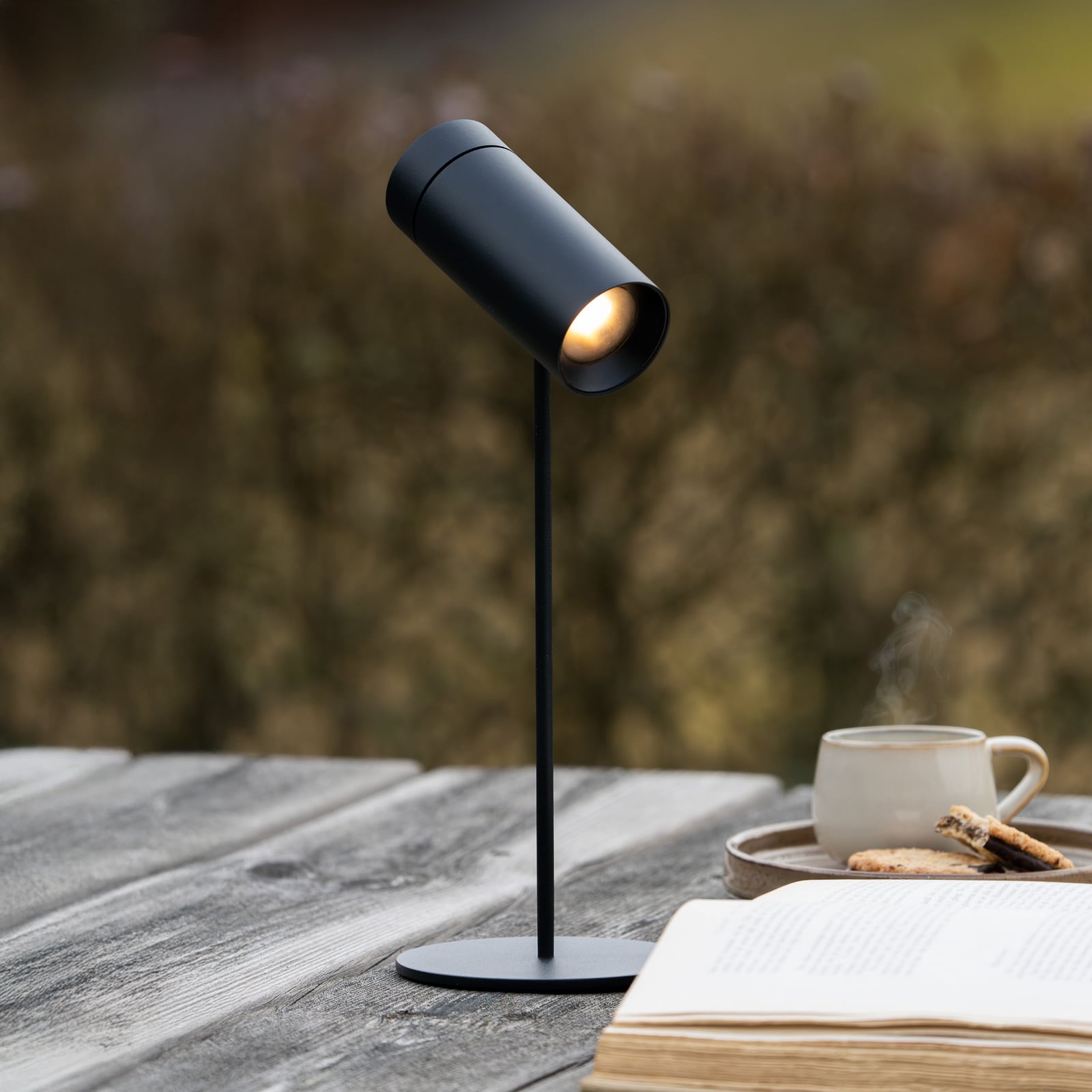Detalj av LED oppladbar bordlampe Multi aluminium svart