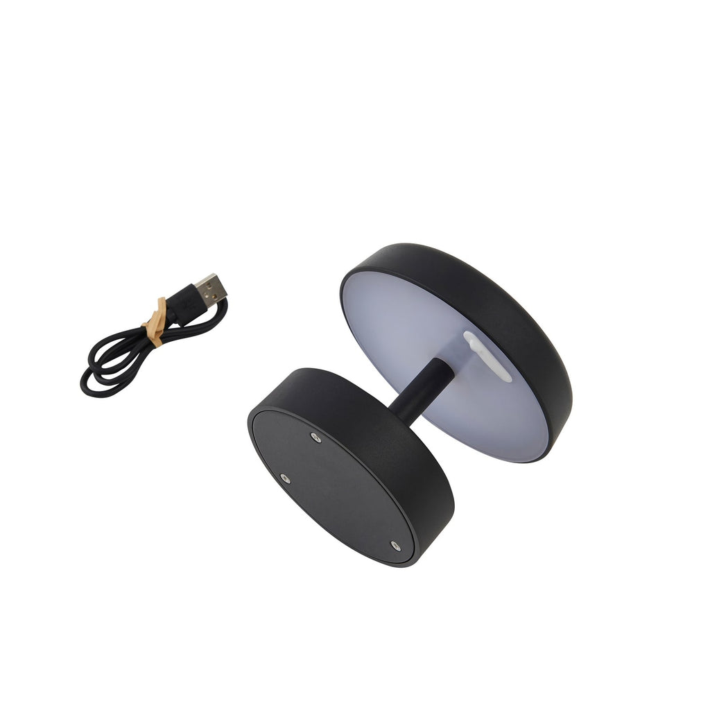 LED oppladbar bordlampe Nalani dimbar svart IP44 H10 cm pakket
