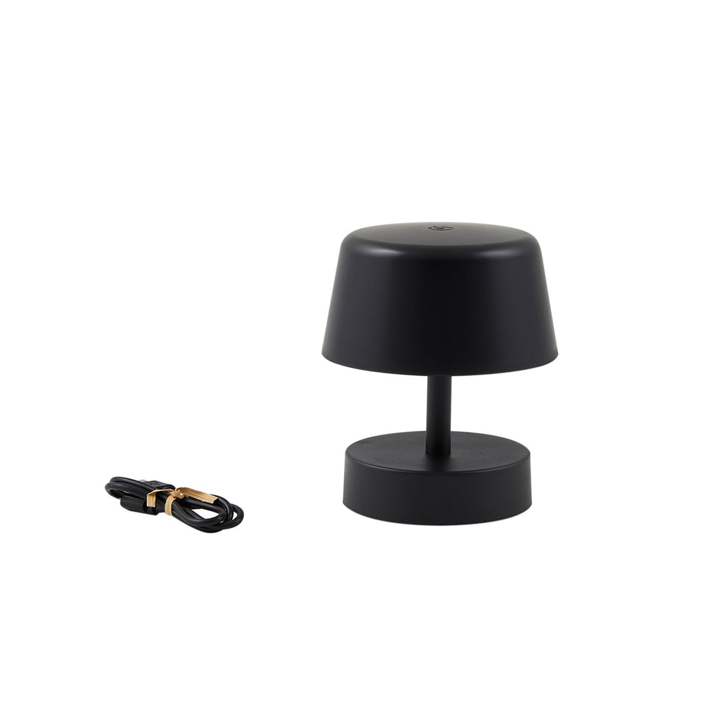 LED oppladbar bordlampe Nalani svart dimbar IP44 sideprofil