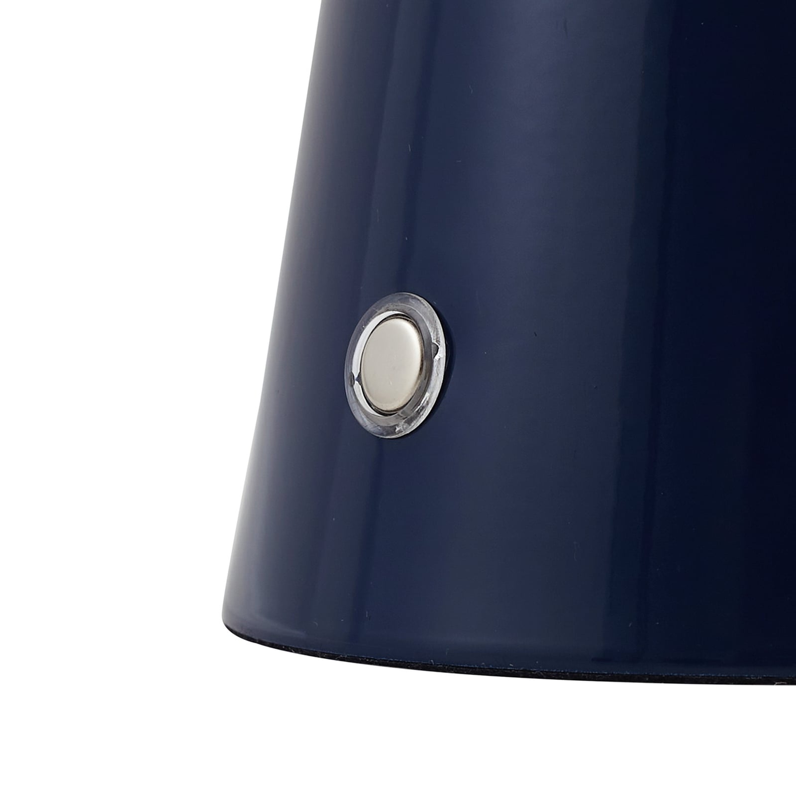 LED-oppladbar bordlampe Nevijo blå Ø20 cm batteriindikator
