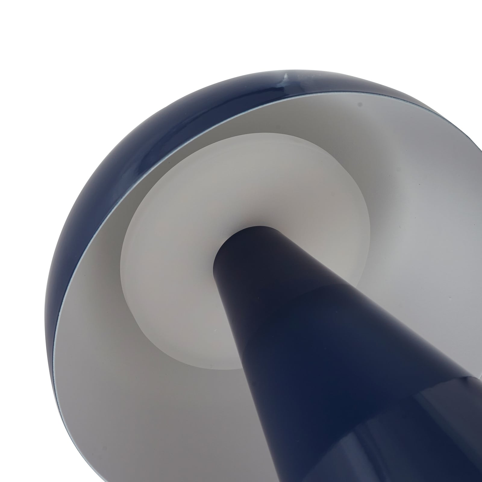 LED-oppladbar bordlampe Nevijo blå Ø20 cm detalj av lampehode