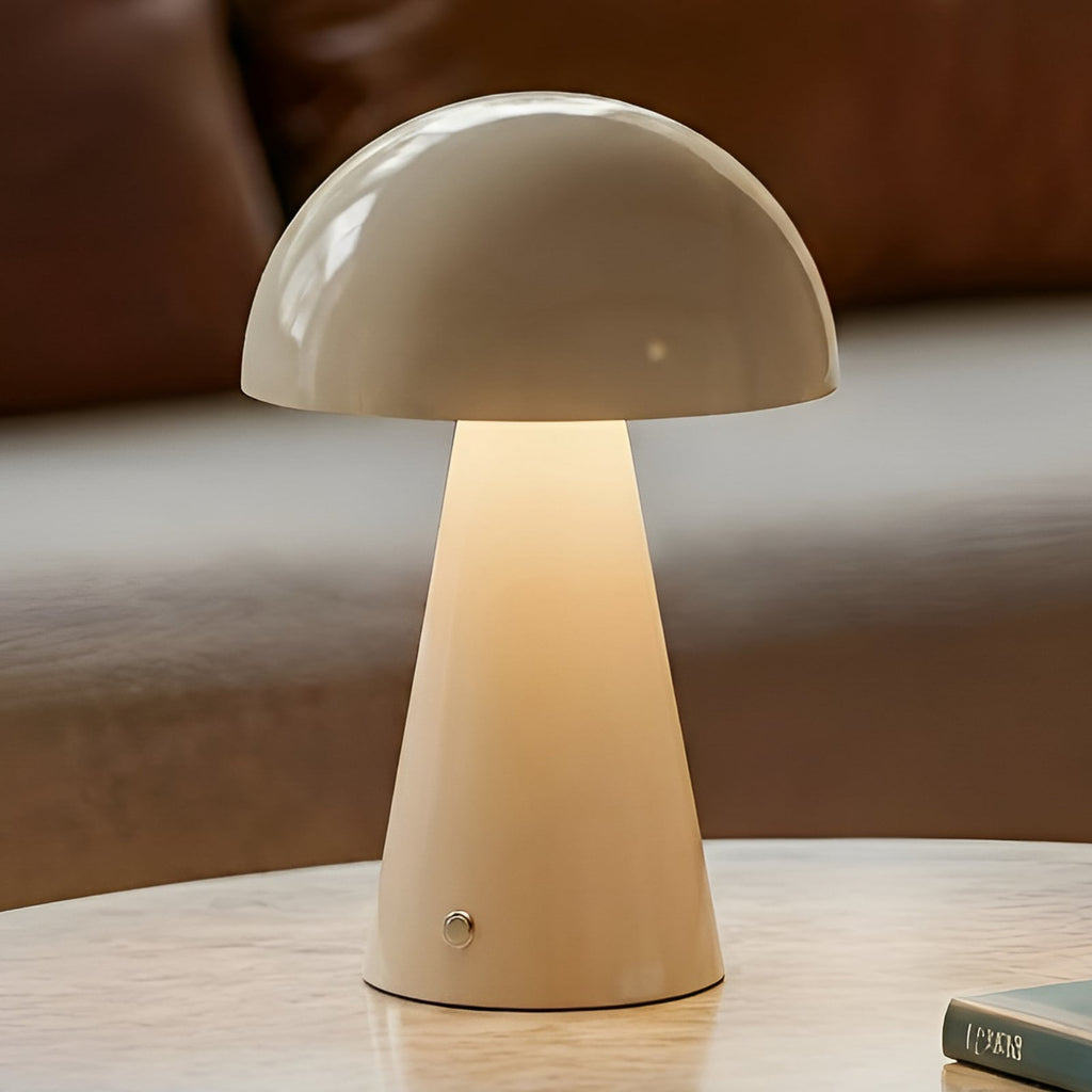 LED oppladbar bordlampe Nevijo dimbar beige forfra