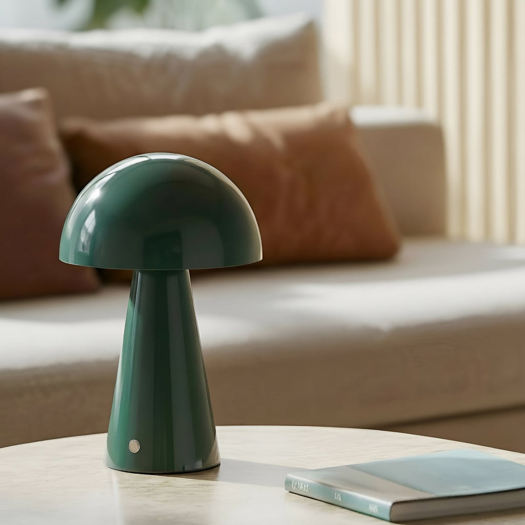 LED oppladbar bordlampe Nevijo dimbar grønn detalj av touchdimmer