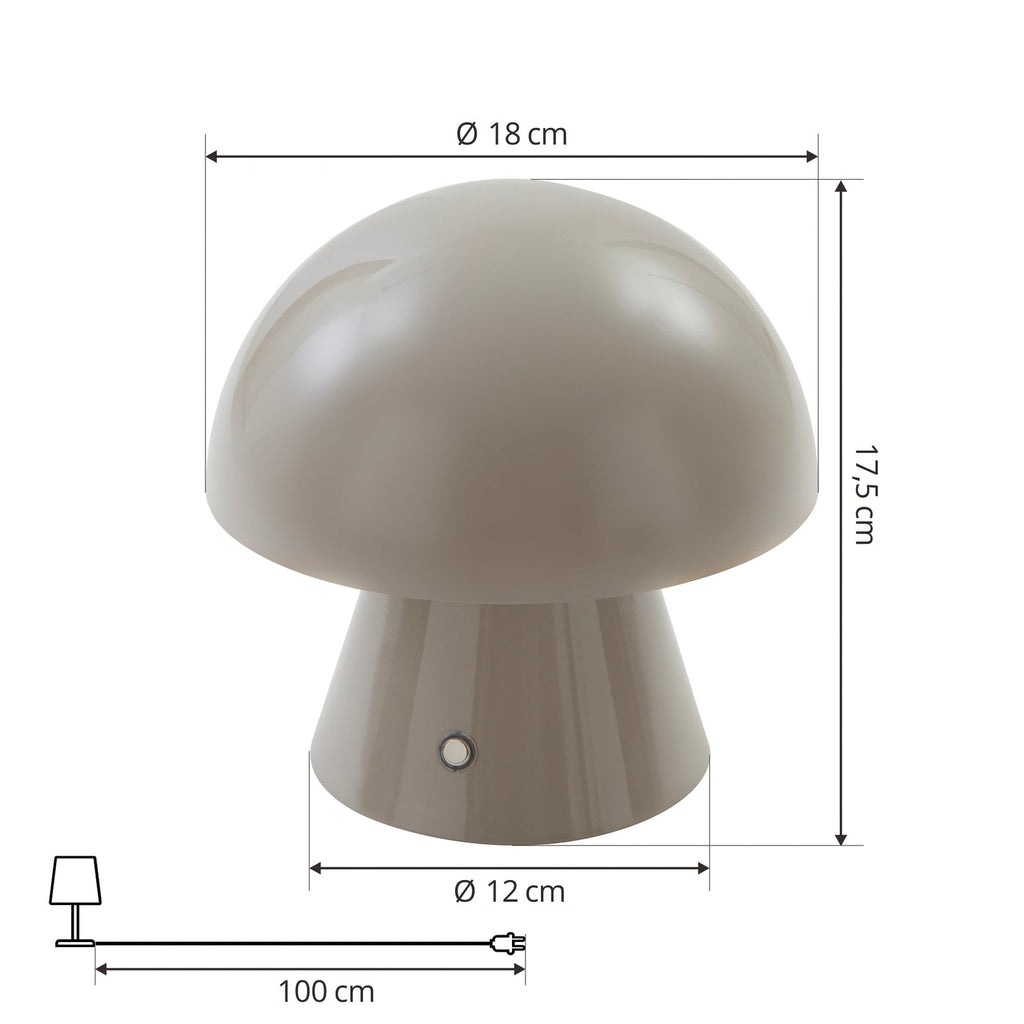 LED oppladbar bordlampe Nevijo grå USB-kabel tilkobling