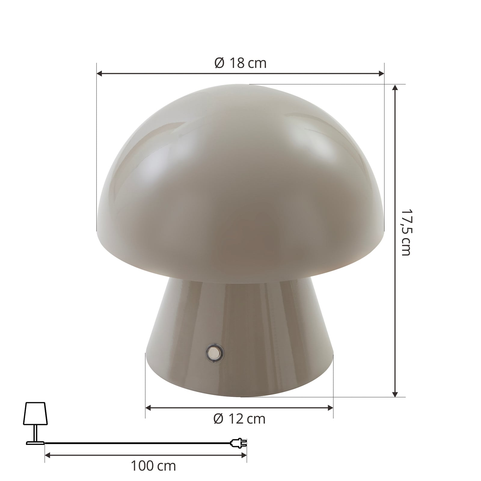 LED oppladbar bordlampe Nevijo grå USB-kabel tilkobling