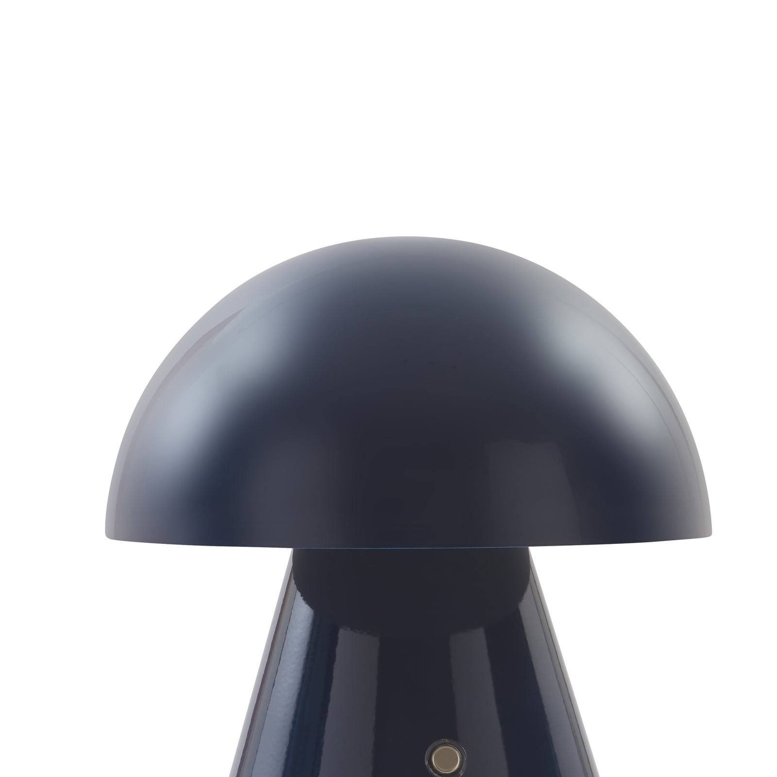 LED oppladbar bordlampe Nevijo mørkeblå nærbilde av lyspære