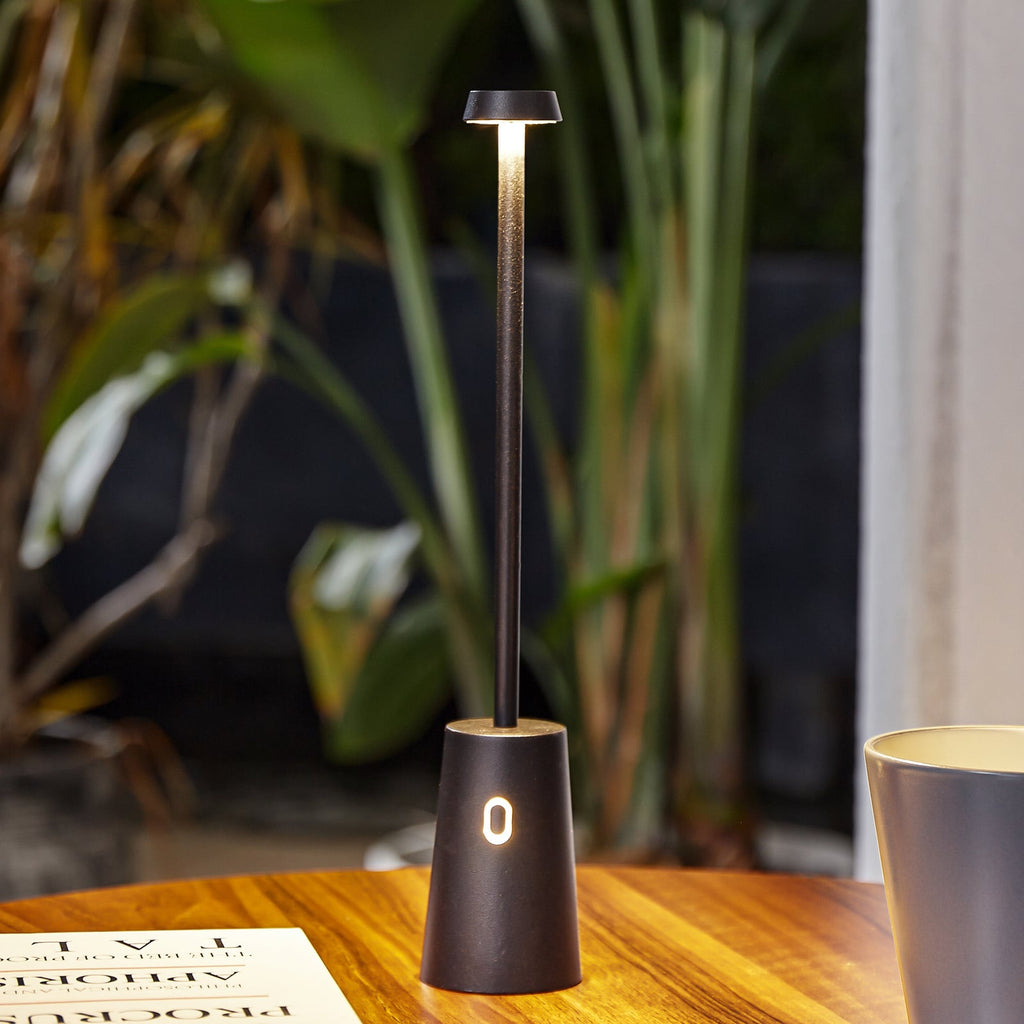 LED oppladbar bordlampe Noelani dimbar svart H30 cm forfra