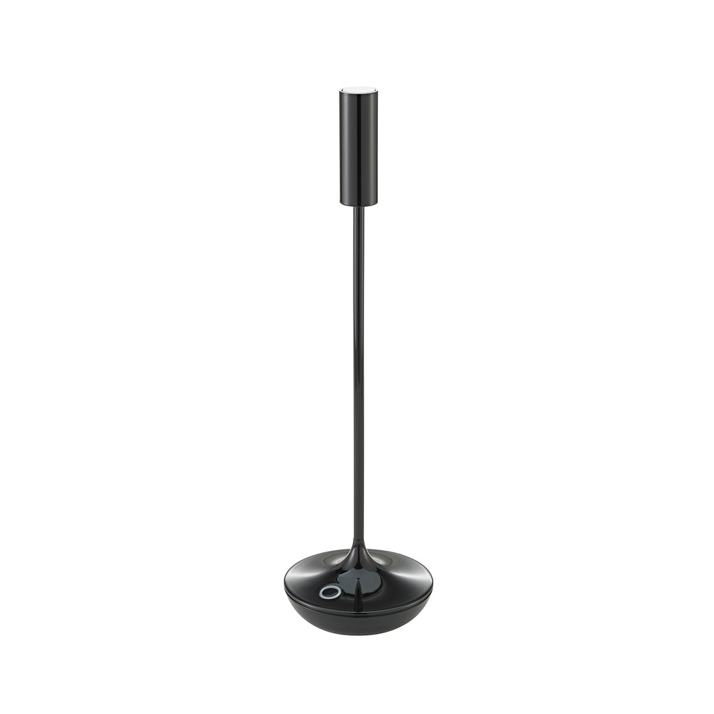 LED oppladbar bordlampe Nucandle svart dimbar IP54 detalj av touch-bryter