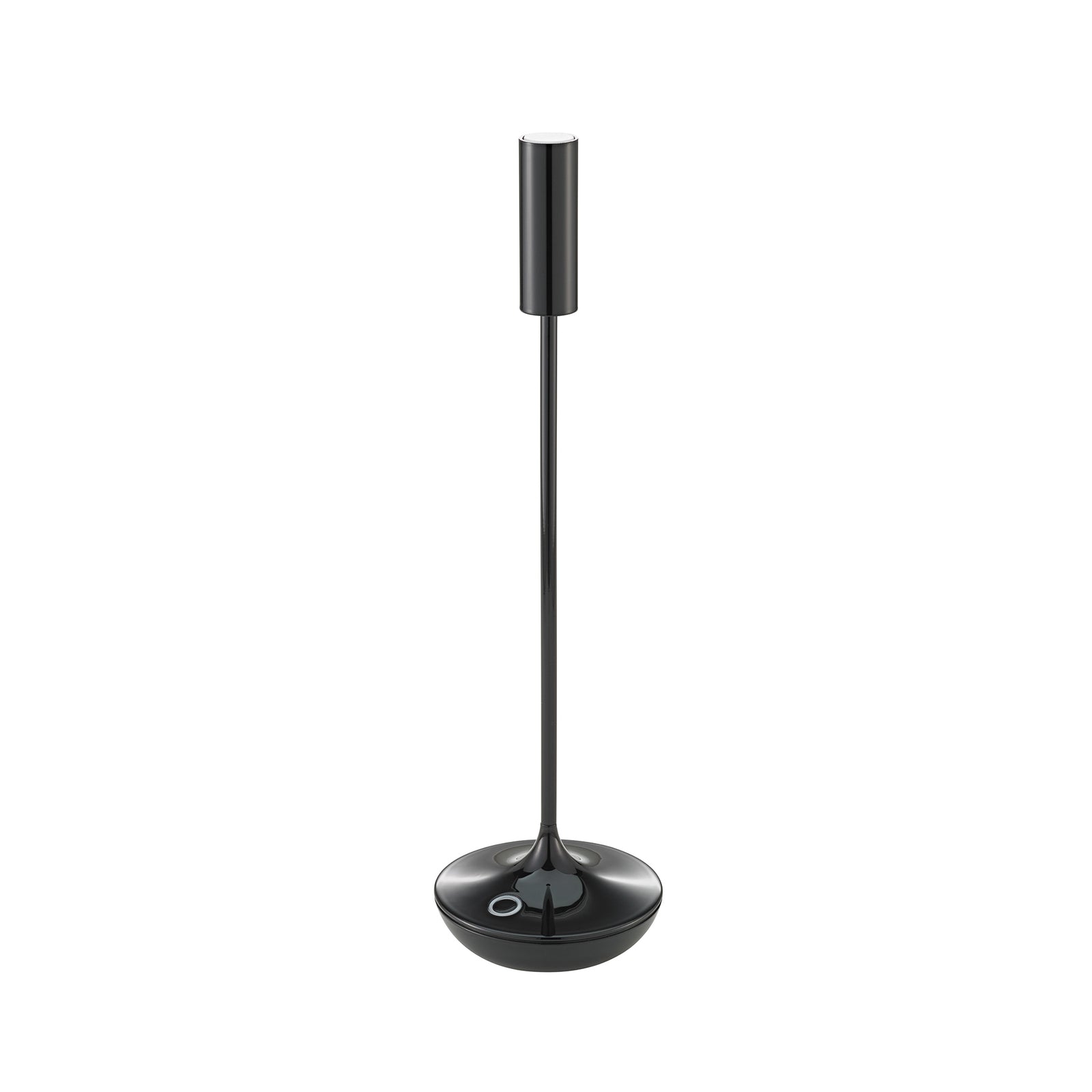 LED oppladbar bordlampe Nucandle svart dimbar IP54 detalj av touch-bryter