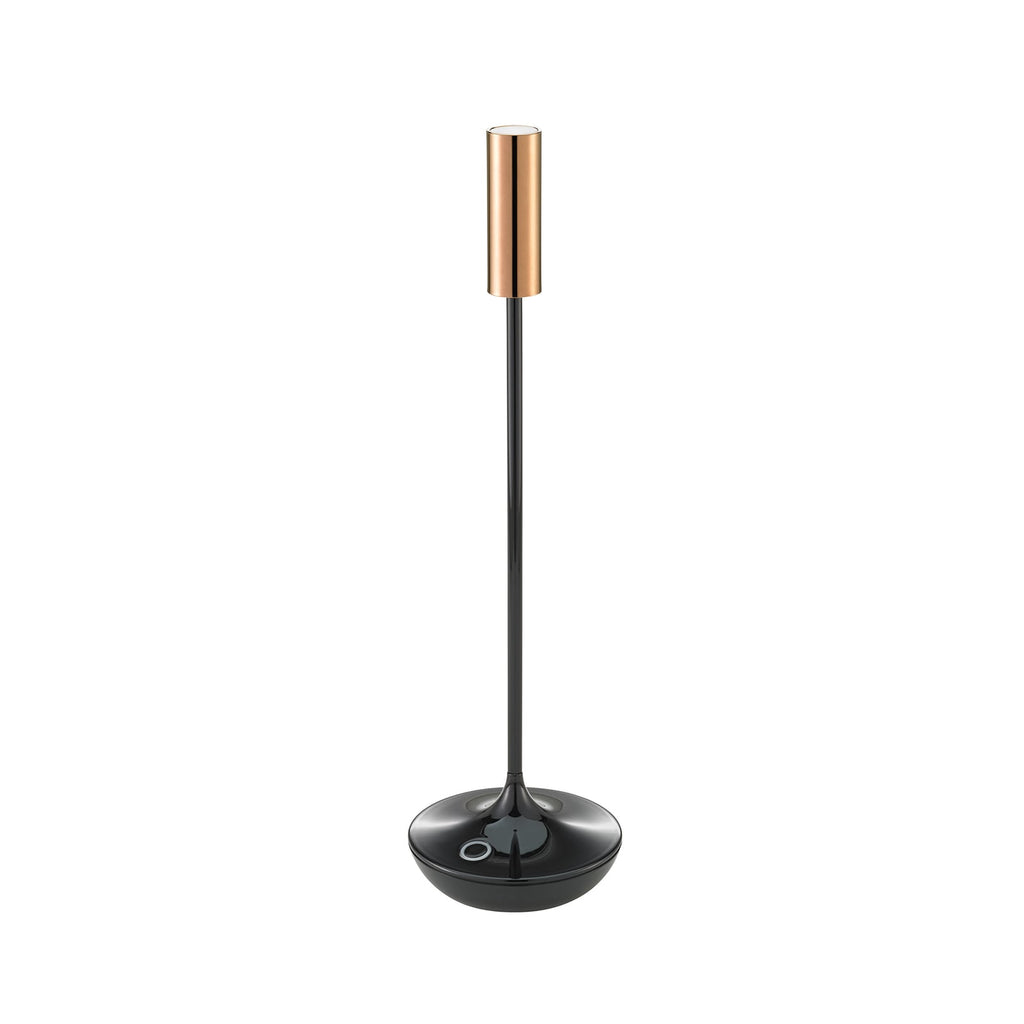 Detalj av LED oppladbar bordlampe Nucandle svart/kobber