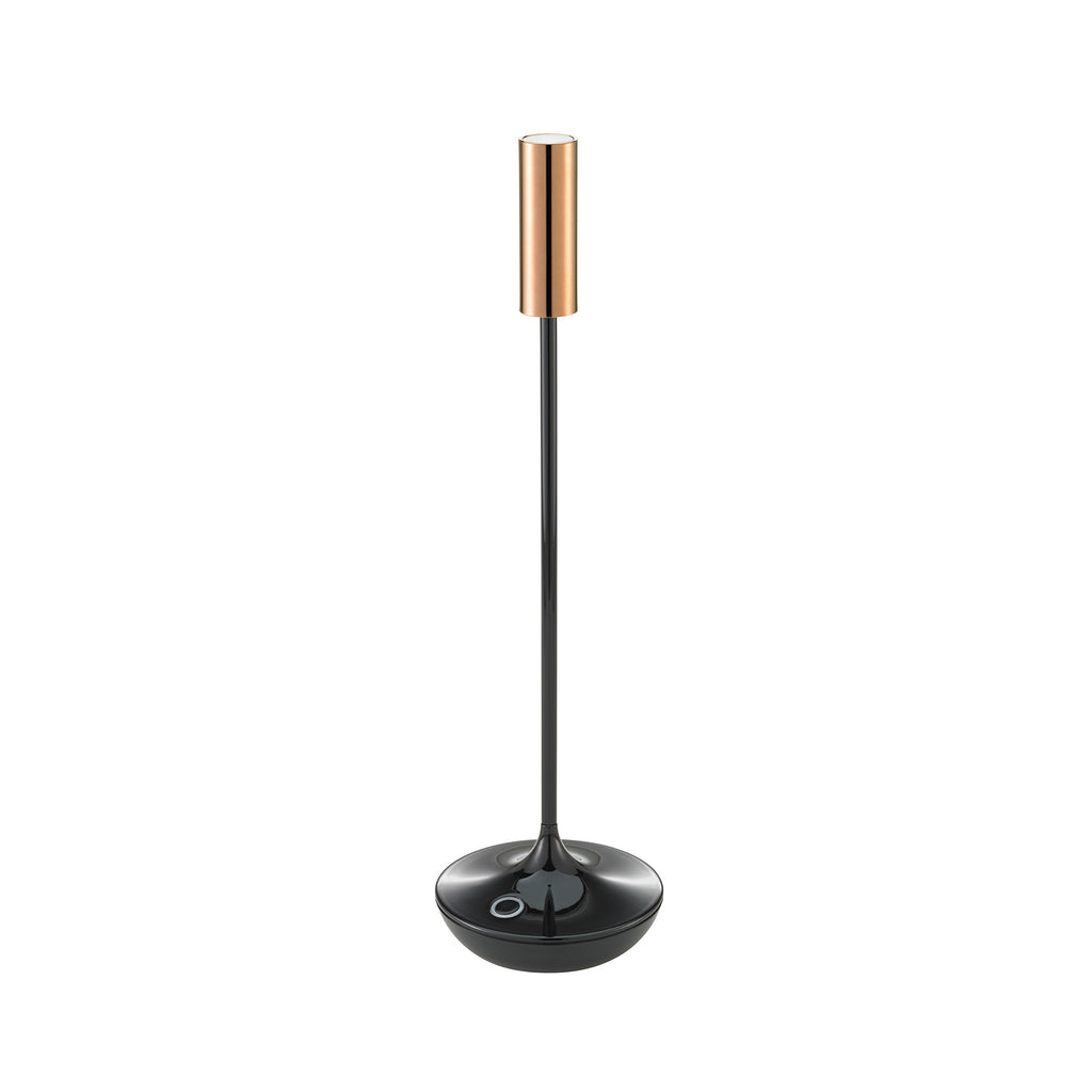 Detalj av LED oppladbar bordlampe Nucandle svart/kobber