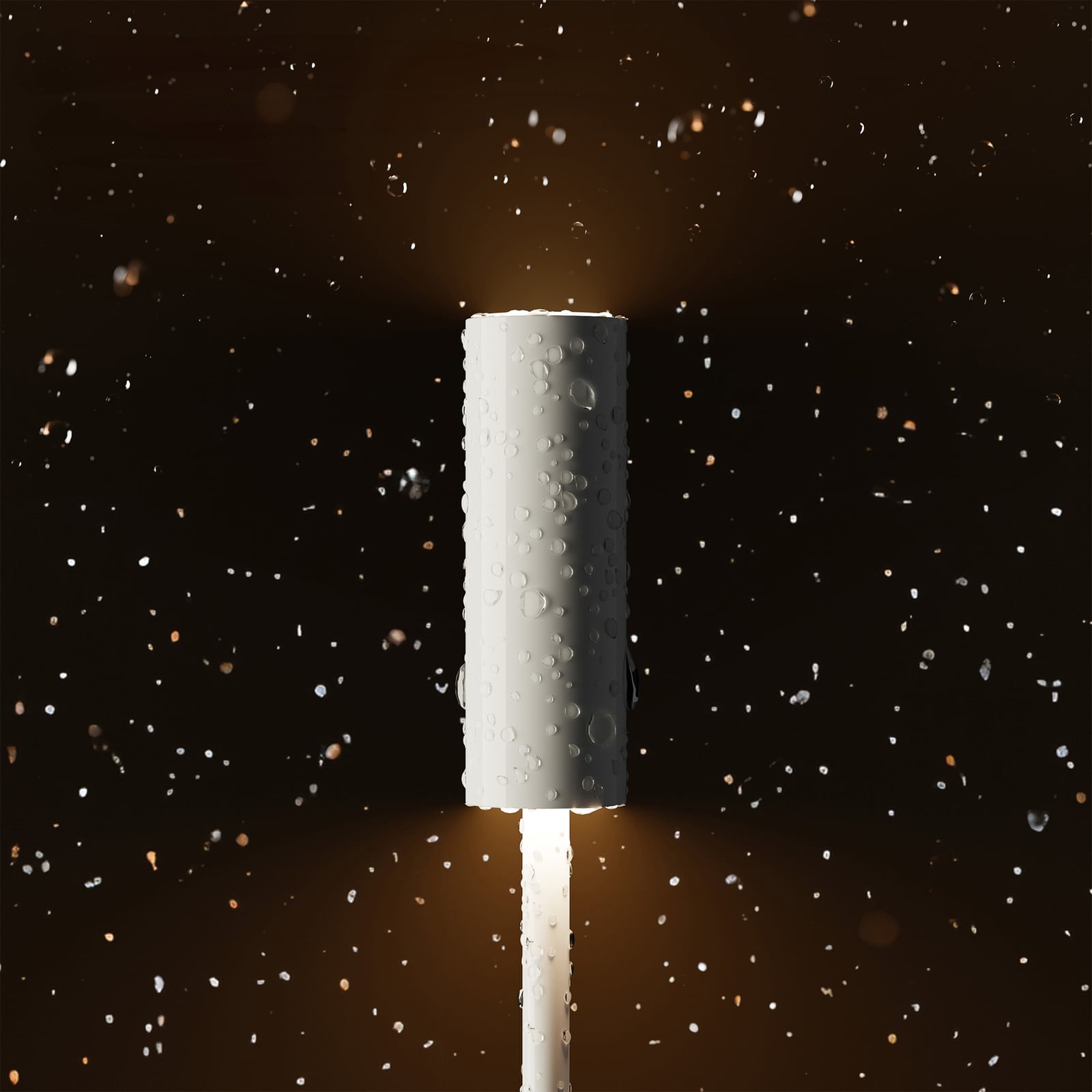 Nærbilde av touchbryter på LED oppladbar bordlampe Nucandle svart/kobber