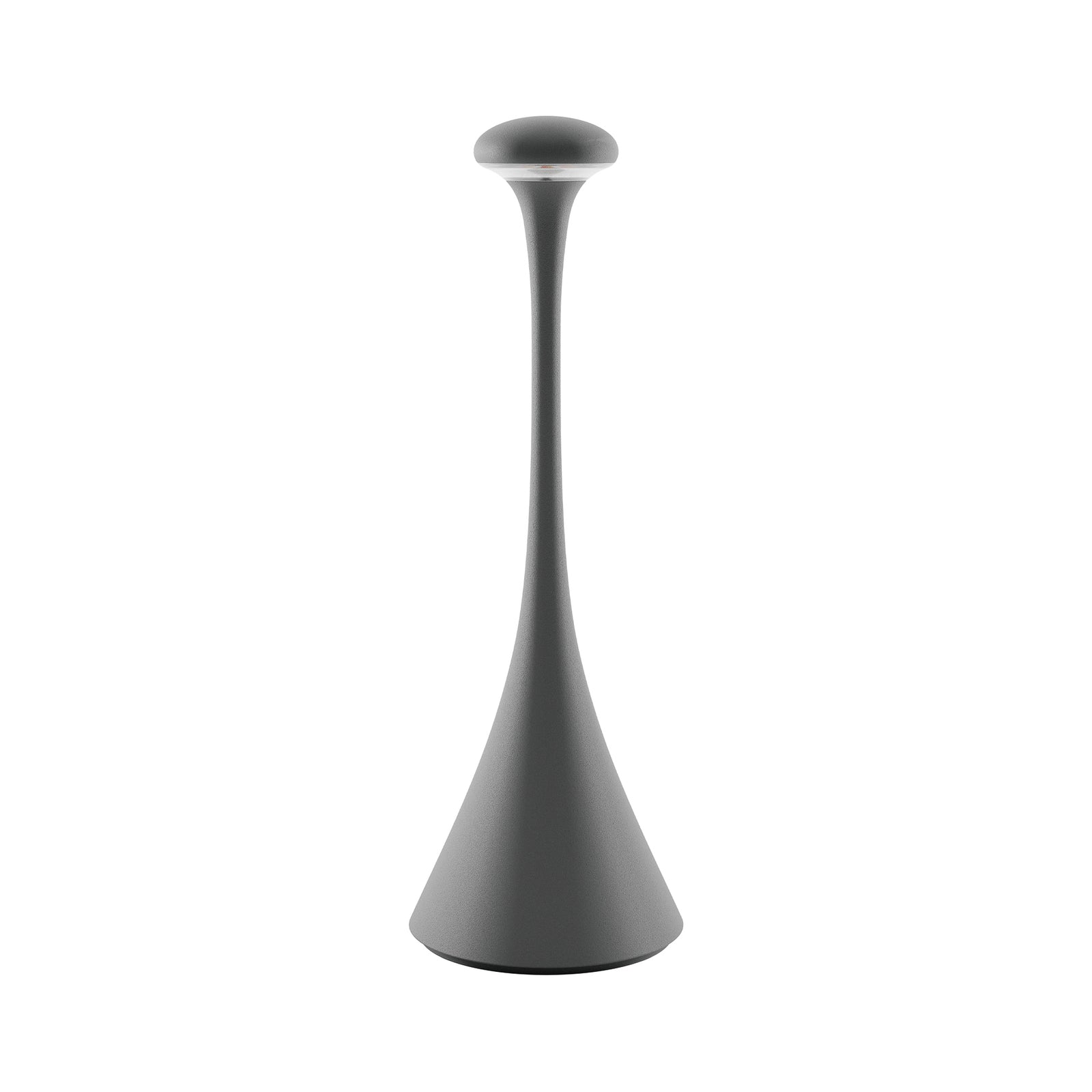 LED oppladbar bordlampe Nudrop dimbar grafitt IP54 detalj av touch-dimmer