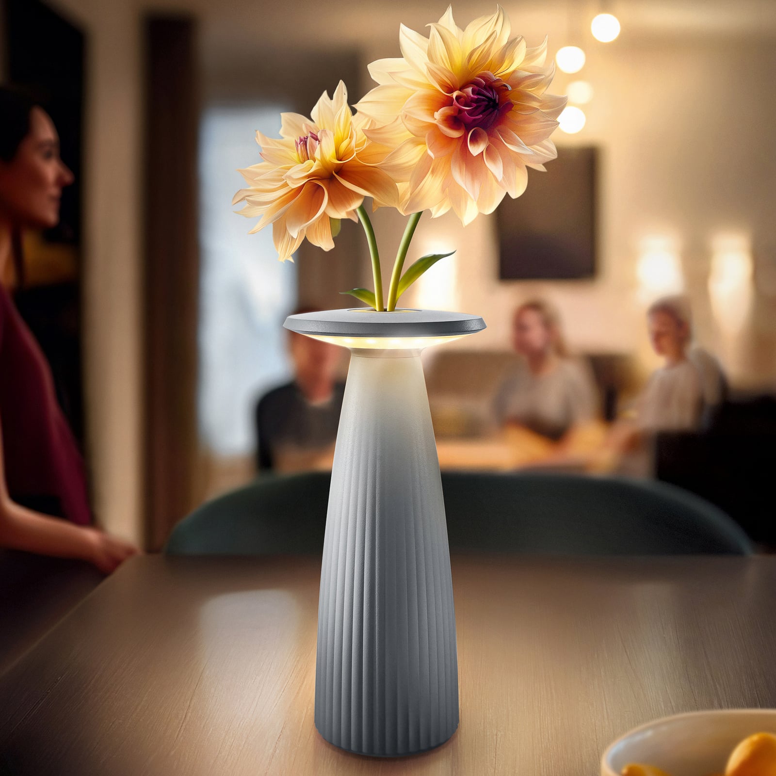 LED oppladbar bordlampe Nuflair aluminium dimbar IP54 forfra