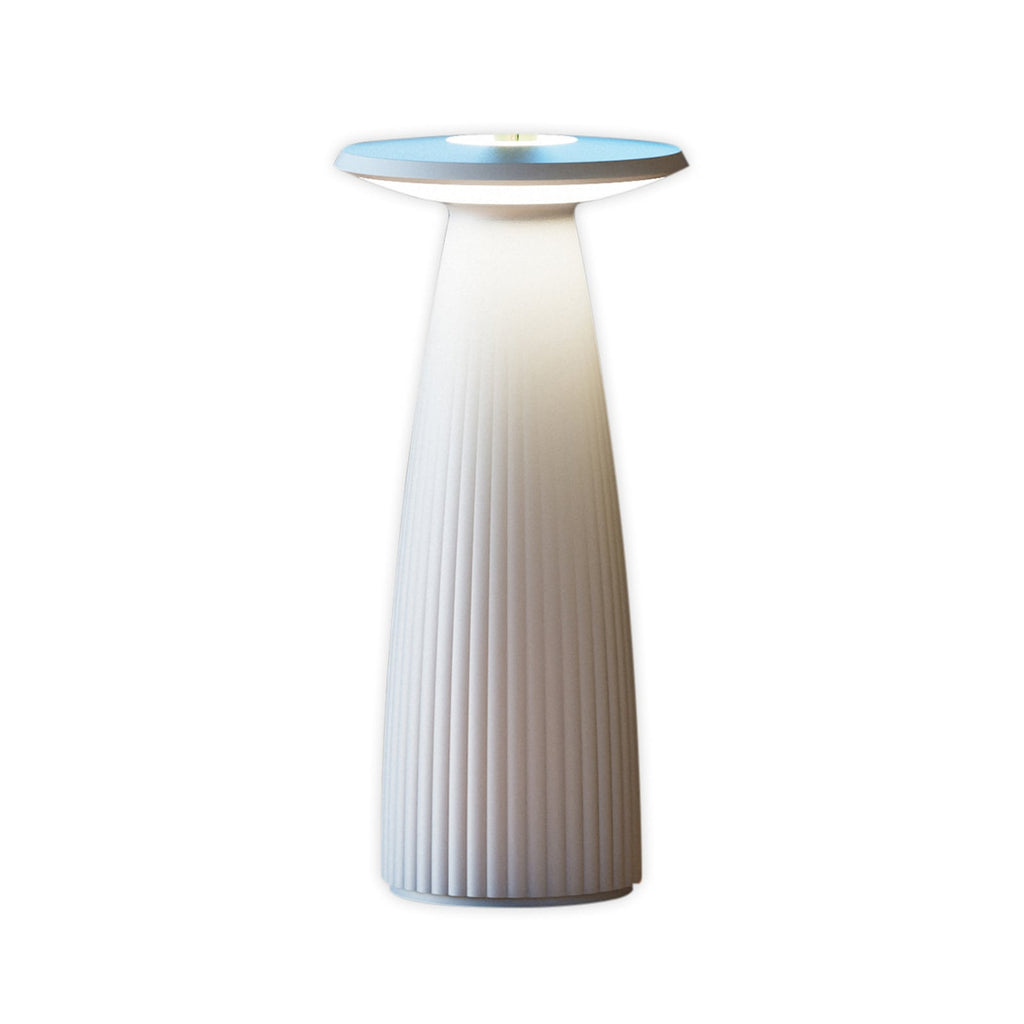 LED oppladbar bordlampe Nuflair aluminium dimbar IP54 detalj nærbilde