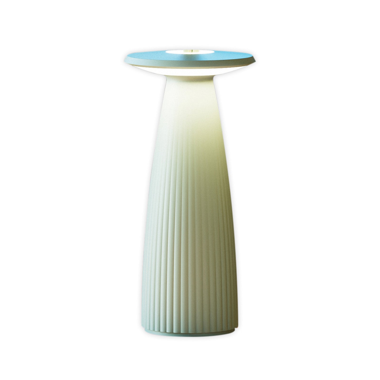 LED oppladbar bordlampe Nuflair aluminium grønn dimbar IP54 detalj av touch-sensor