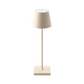 LED oppladbar bordlampe Nuindie beige aluminium dimbar IP54 forfra