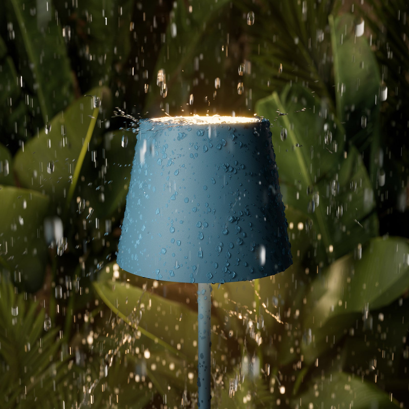 LED oppladbar bordlampe Nuindie dimbar aluminium IP54 blå - Sigor nærbilde av touch-sensor