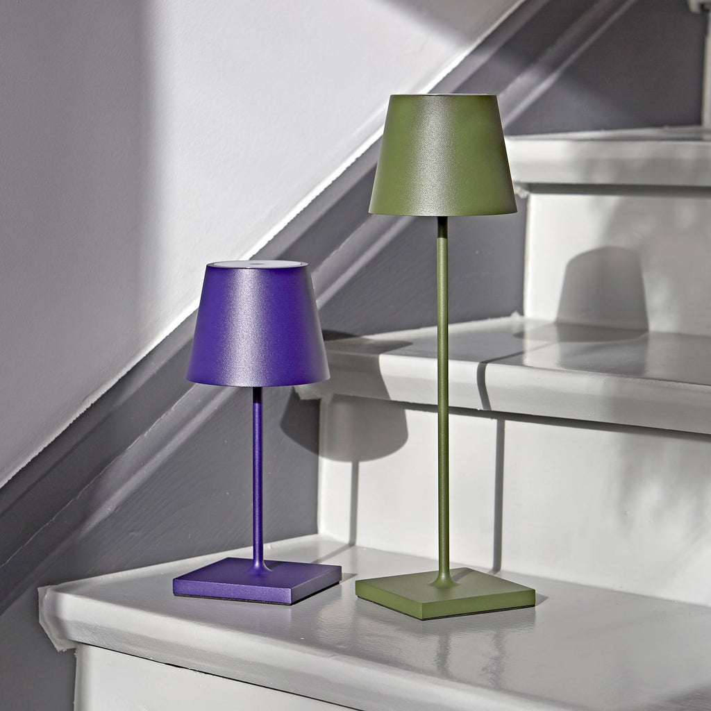 LED oppladbar bordlampe Nuindie dimbar grønn IP54 - Sigor nærbilde av touchbryter