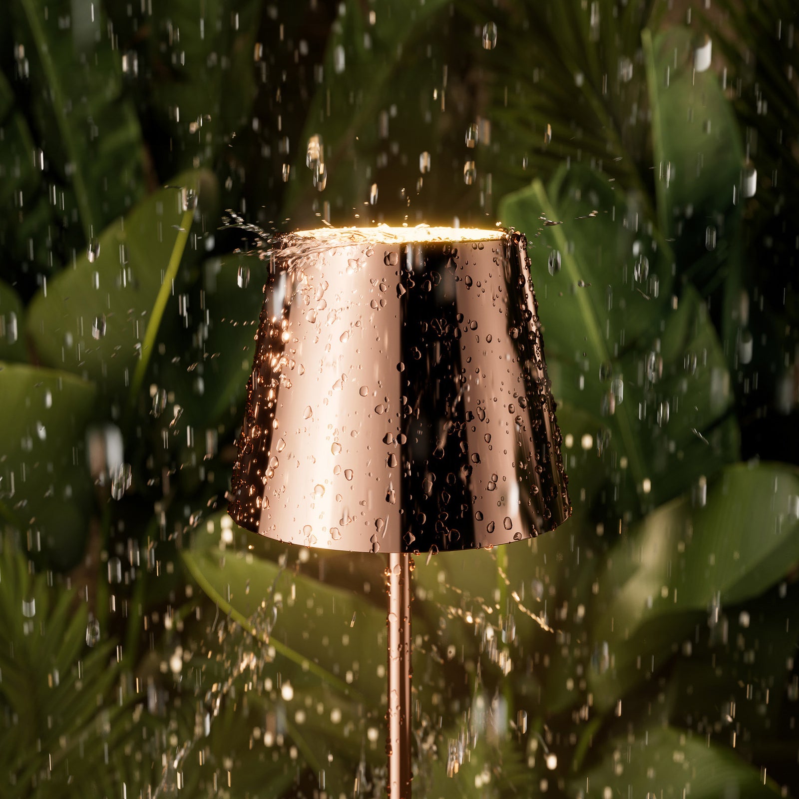 LED oppladbar bordlampe Nuindie dimbar kobber IP54 nærbilde av touch-dimmer