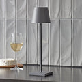 LED oppladbar bordlampe Nuindie grafitt aluminium dimbar IP54 forfra