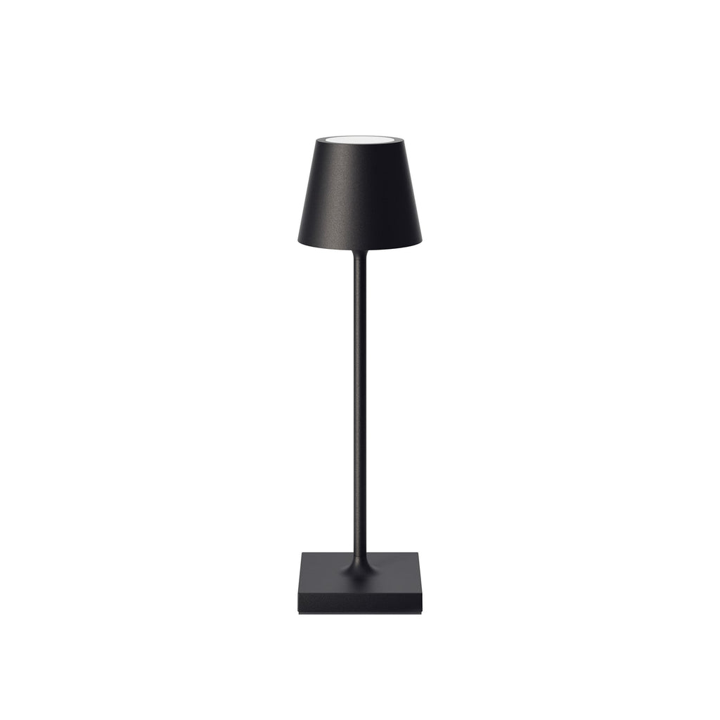 LED oppladbar bordlampe Nuindie Pocket svart dimbar IP54 bakside