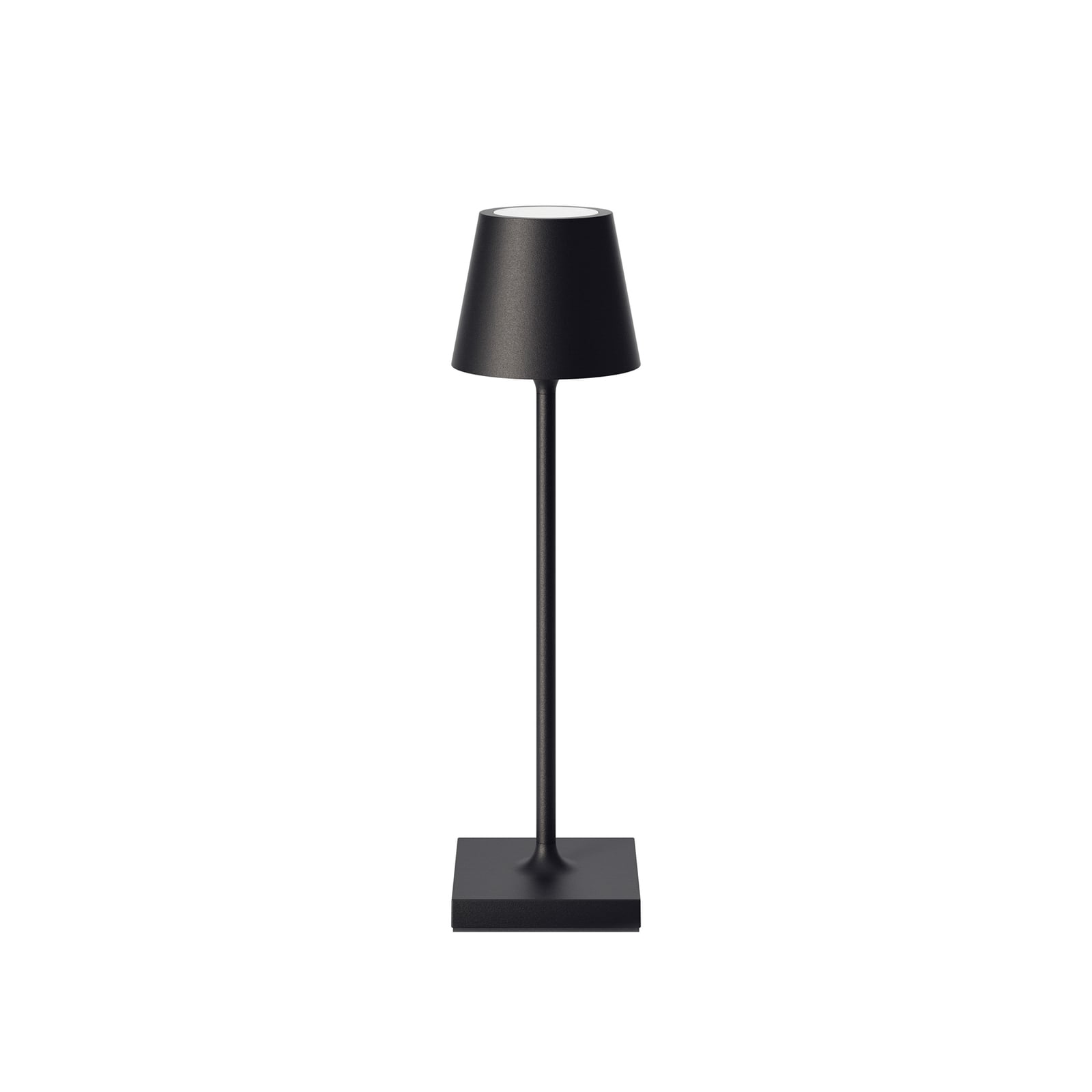 LED oppladbar bordlampe Nuindie Pocket svart dimbar IP54 bakside