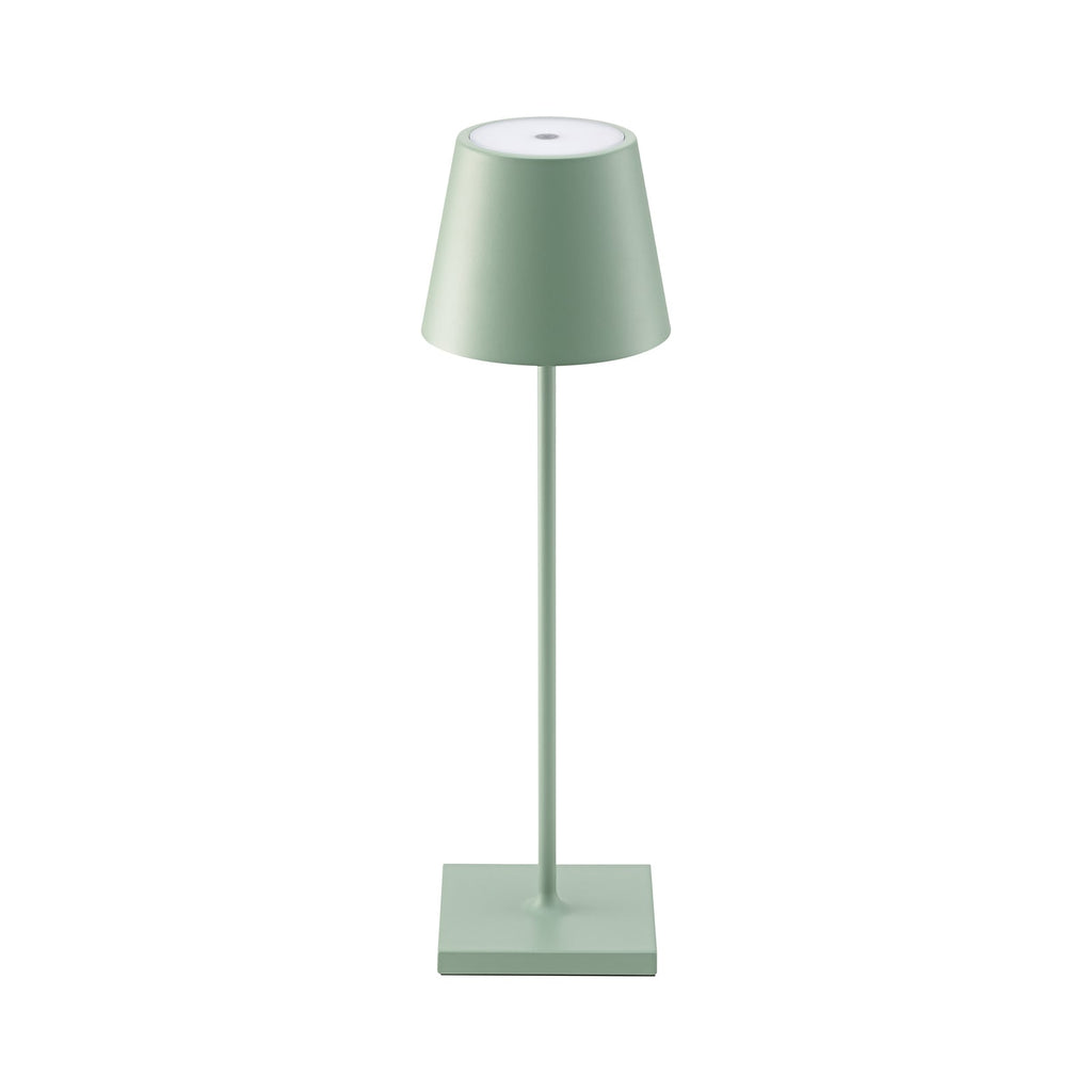 LED oppladbar bordlampe Nuindie dimbar salviagrønn IP54 bakside
