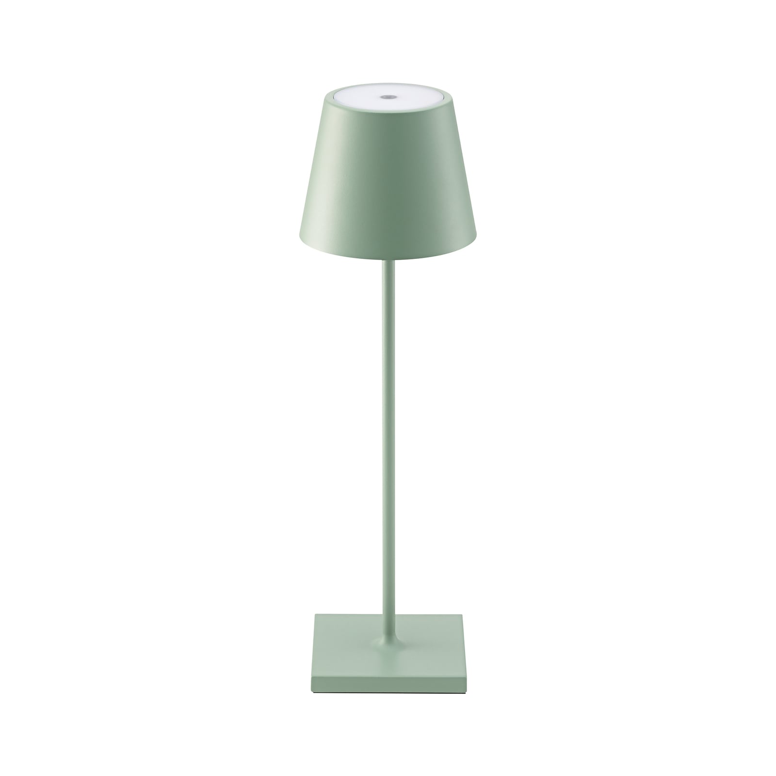 LED oppladbar bordlampe Nuindie dimbar salviagrønn IP54 bakside