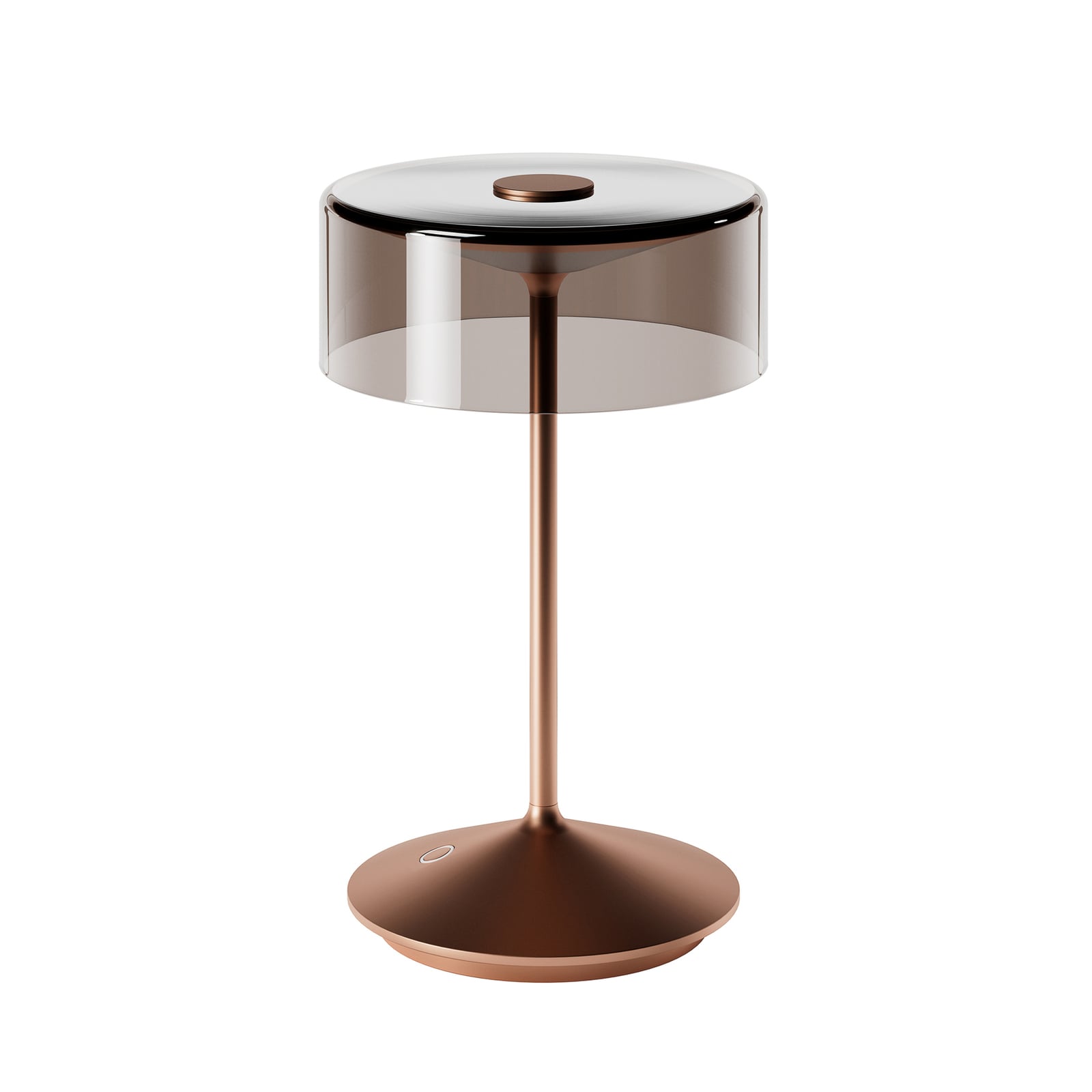 LED oppladbar bordlampe Numotion bronse glass IP54 dimbar montert