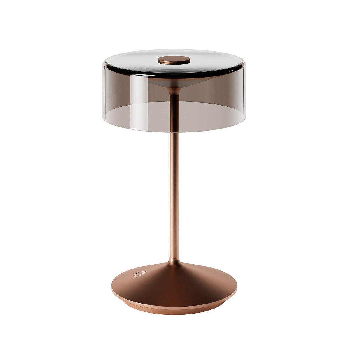 LED oppladbar bordlampe Numotion bronse glass IP54 dimbar montert